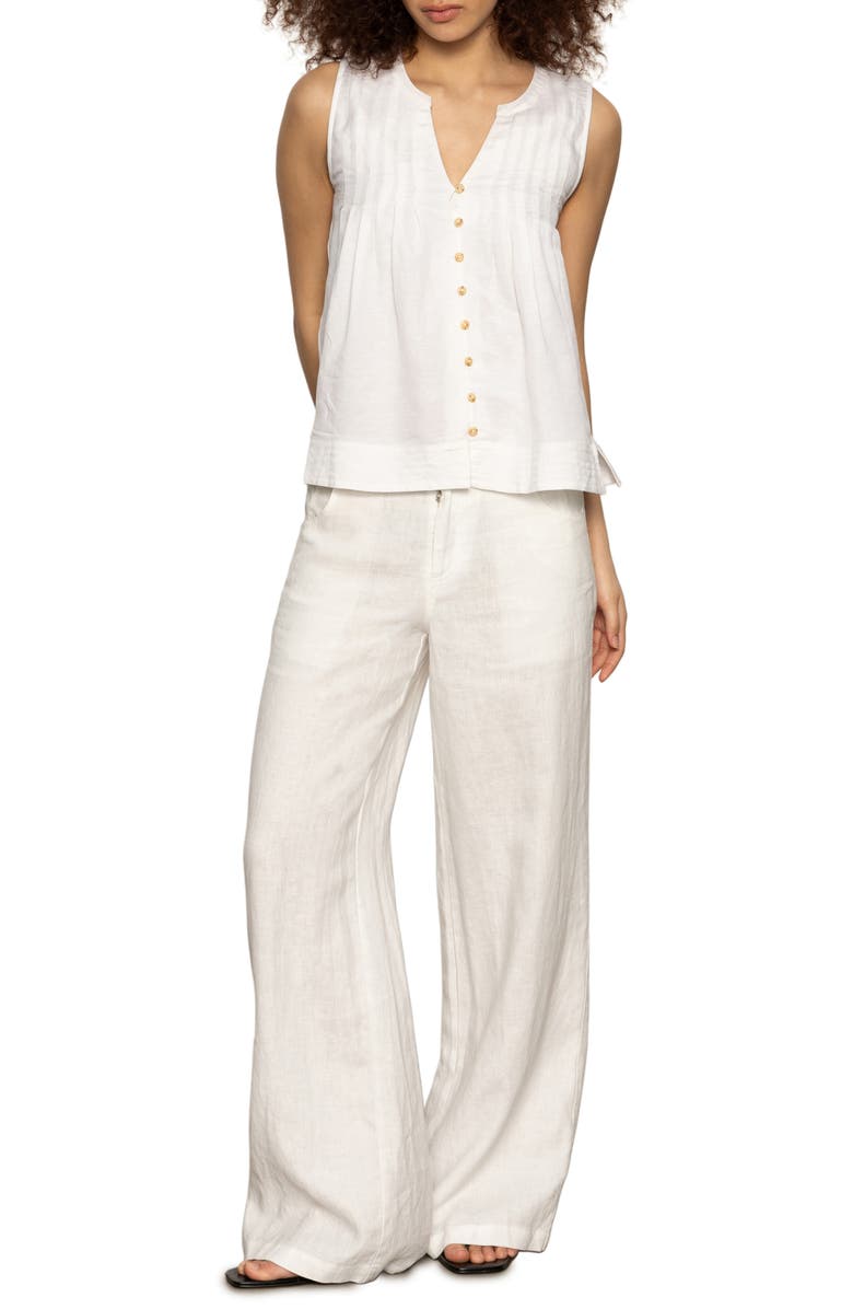 Sanctuary The Harmony Pintuck Pleat Linen Blend Tank, Alternate, color,