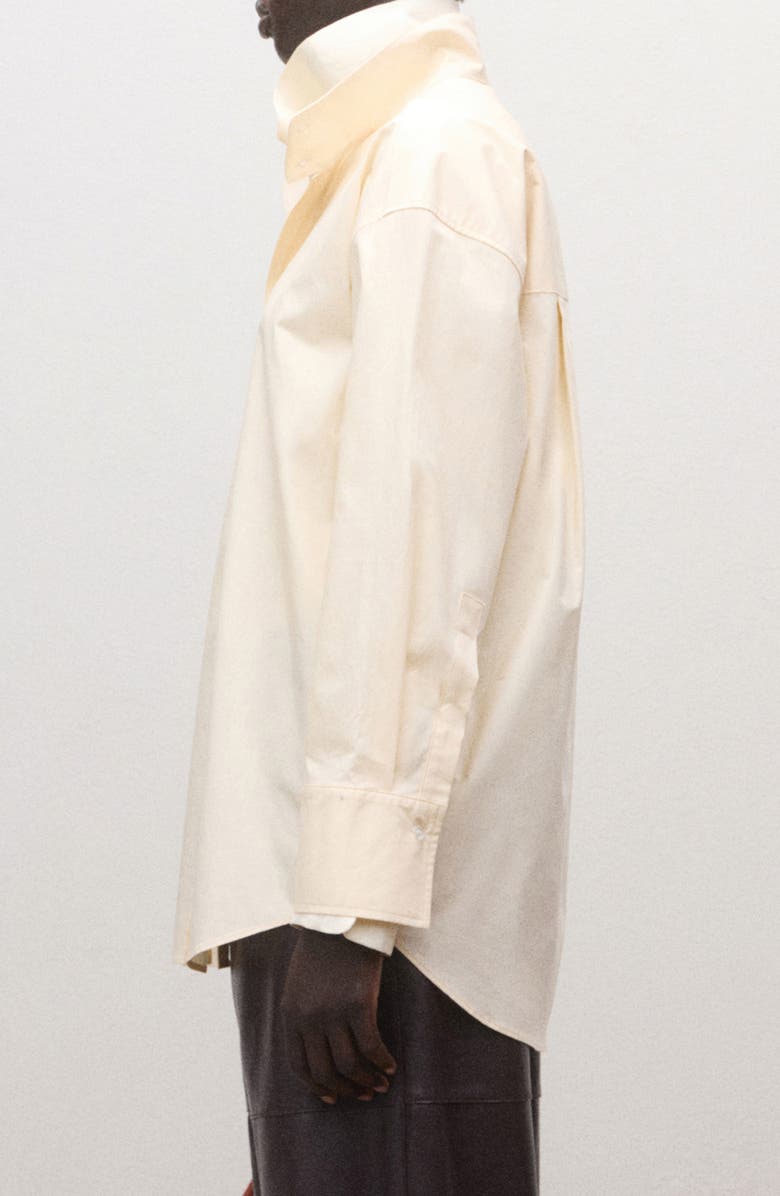 MANGO Layered Collar Button-Up Shirt, Alternate, color, Yellow