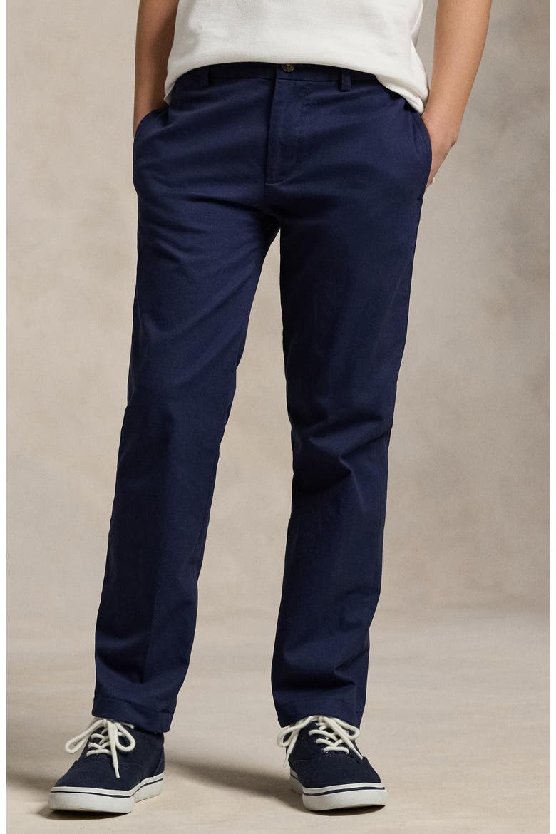 Kids' Flat Front Stretch Cotton Chinos, Alternate, color, AVIATOR NAVY