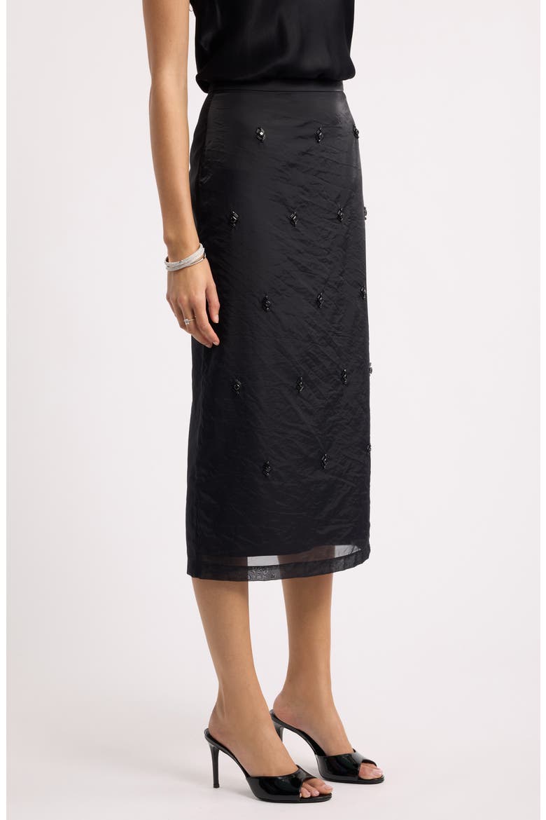 Embellished Column Midi Skirt, Alternate, color, BLACK