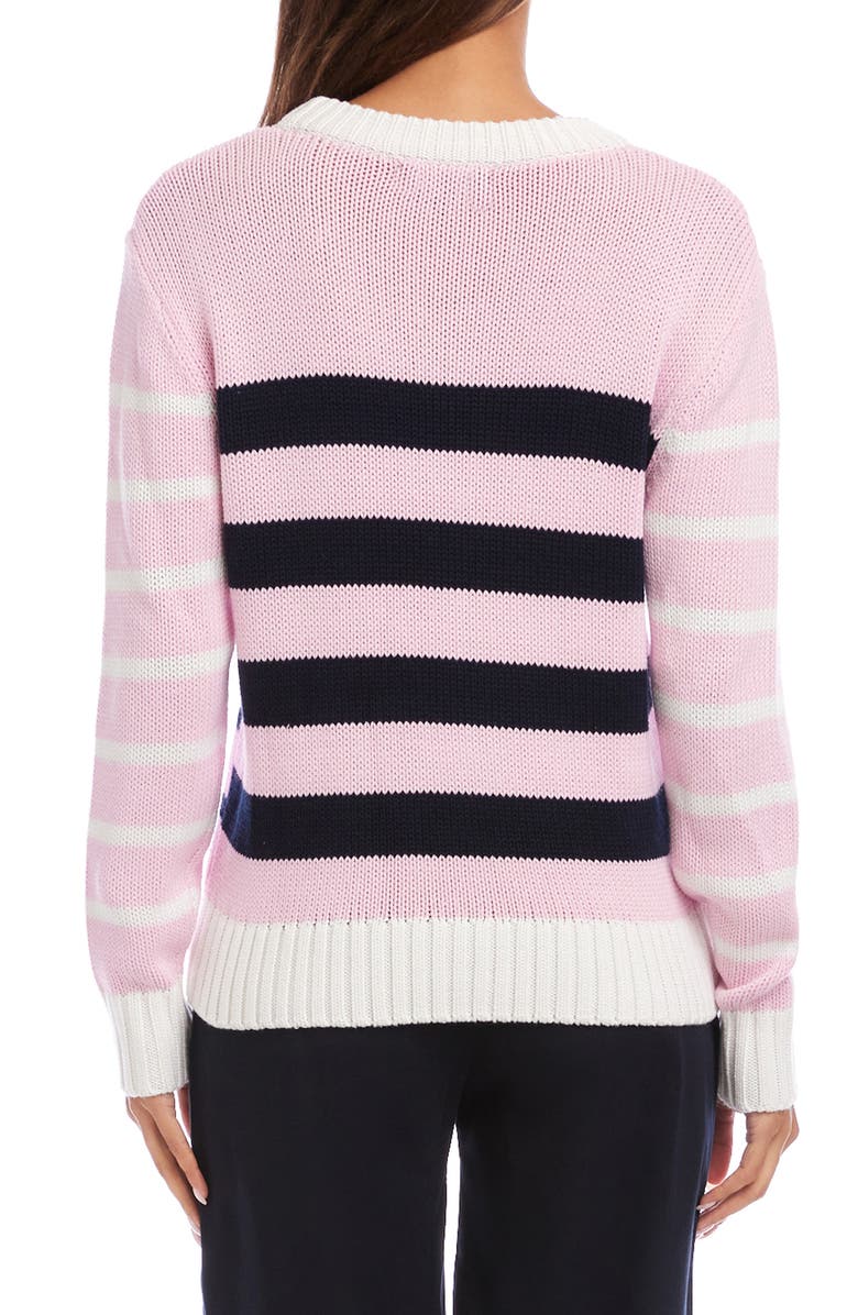 Karen Kane Stripe Crewneck Sweater, Alternate, color, Pink Multi