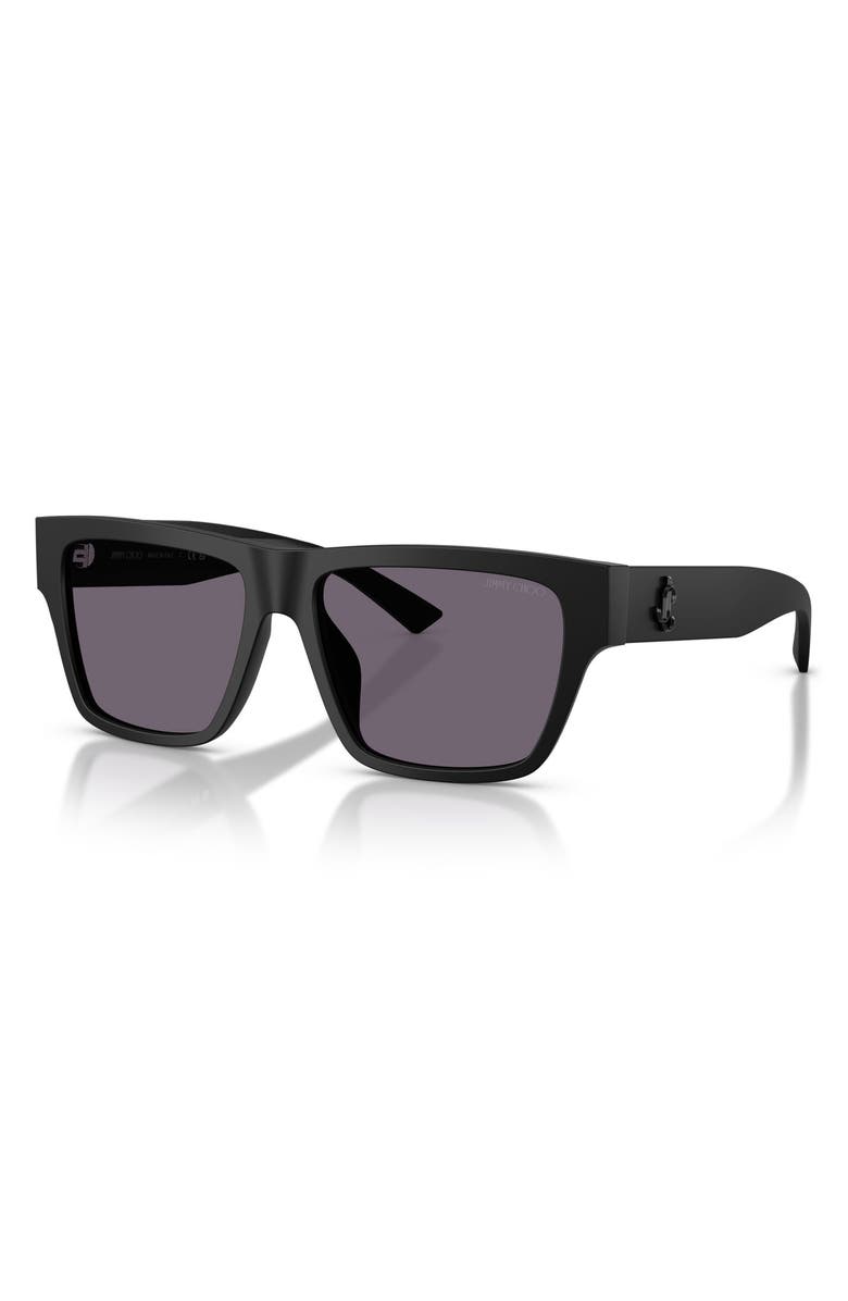 Jimmy Choo 54mm Rectangular Sunglasses, Alternate, color, Matte Black / Violet