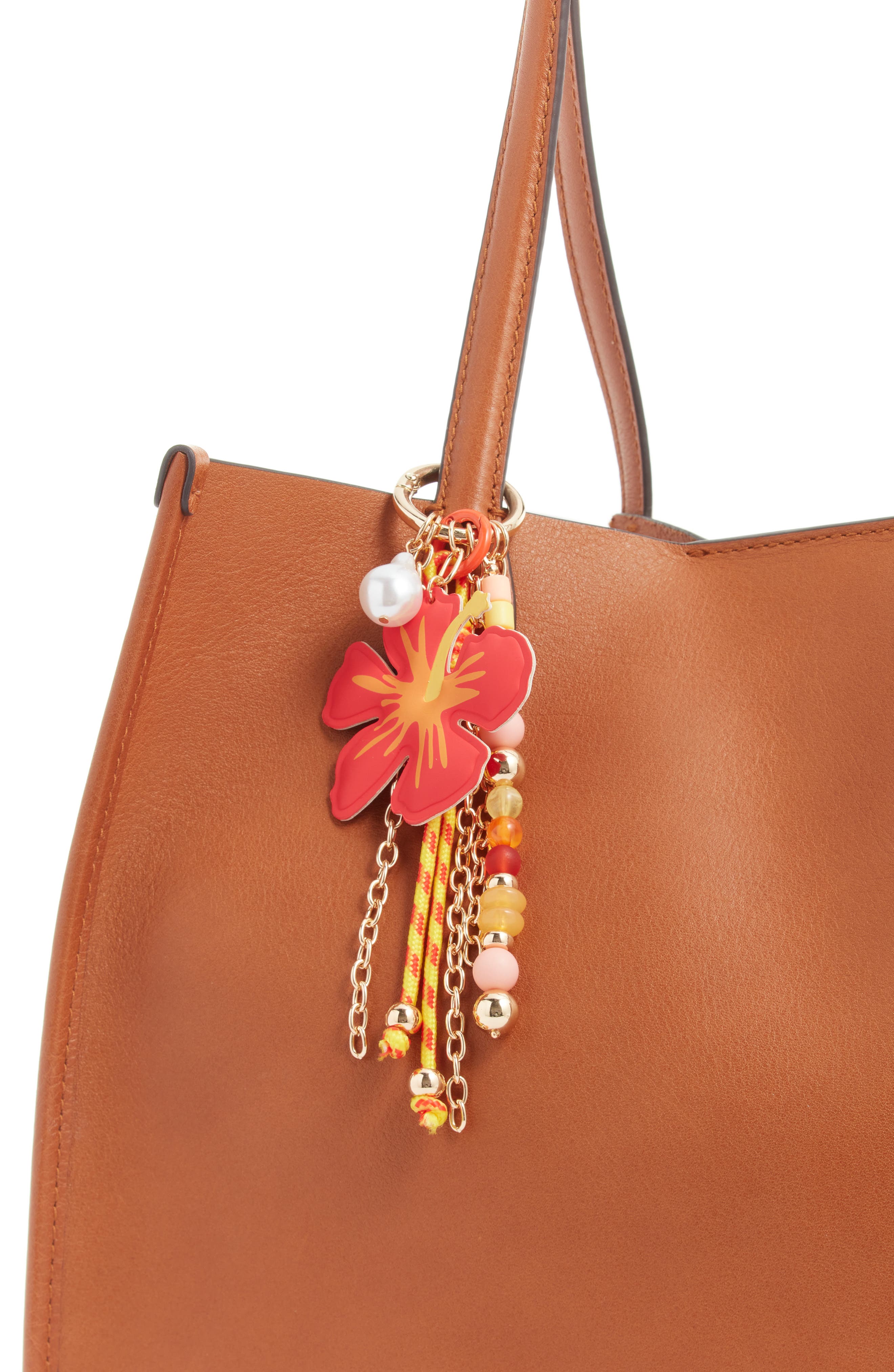 Chelsea28 Hibiscus Beaded Bag Charm, Alternate, color, Pink Multi- Gold