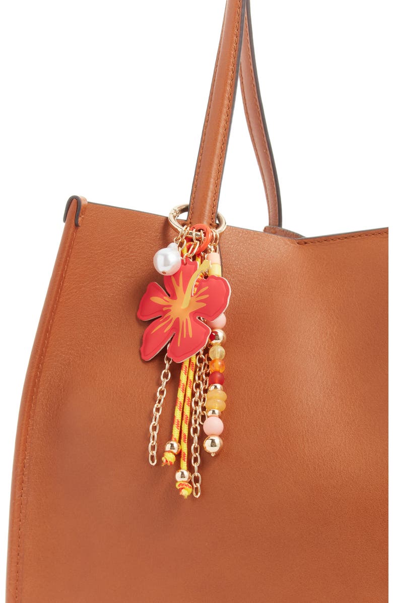 Chelsea28 Hibiscus Beaded Bag Charm, Alternate, color, Pink Multi- Gold