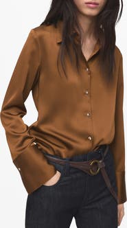 MANGO Flowy Satin Shirt