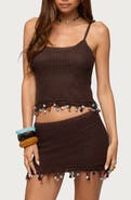 EDIKTED Zeinab Bead Fringe Knit Tank
