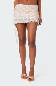 EDIKTED Maria Lace Ruffle Detail Miniskirt