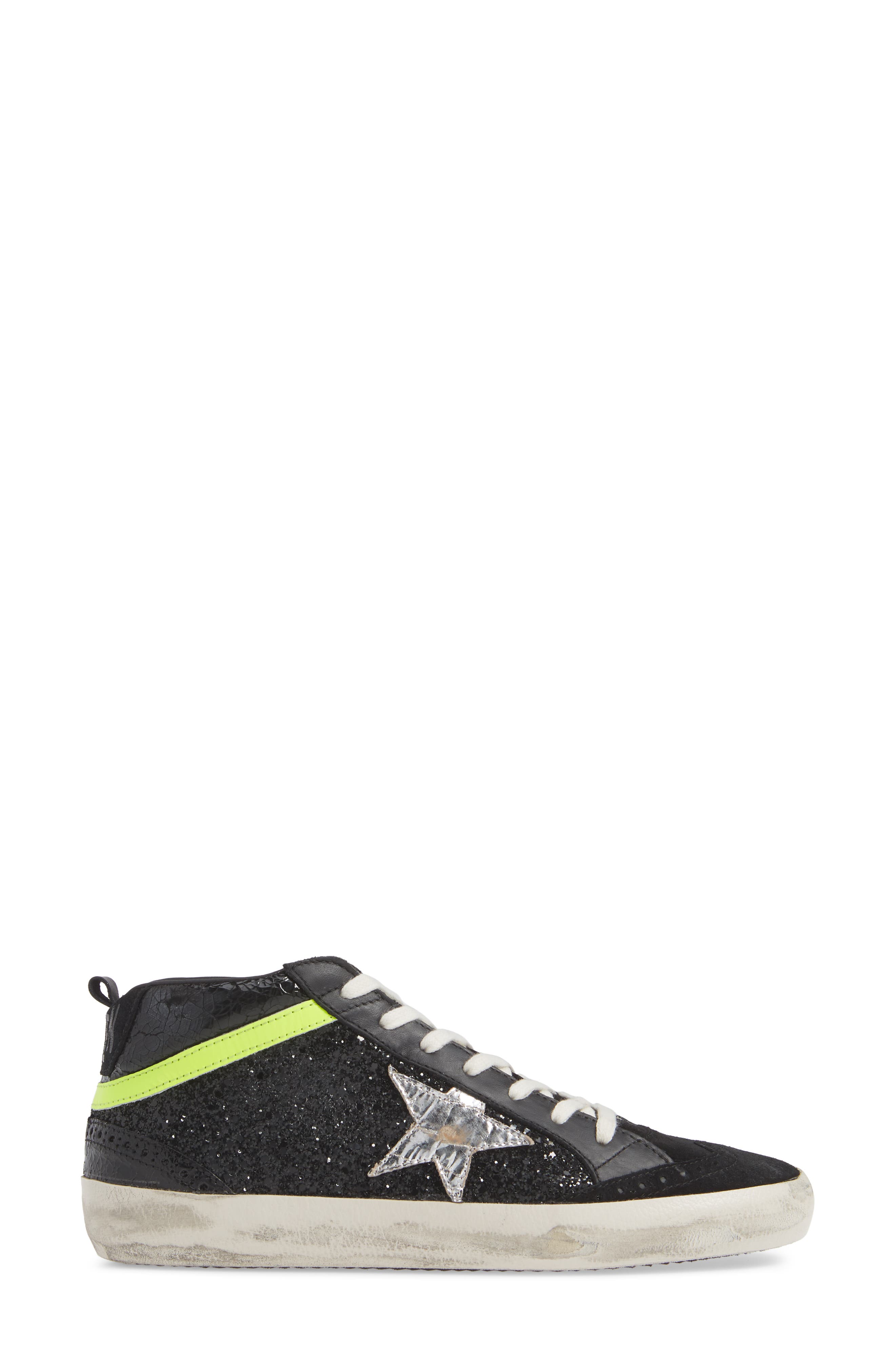 Golden Goose Mid Top Sneaker, Alternate, color, Black/ Yellow/ Silver