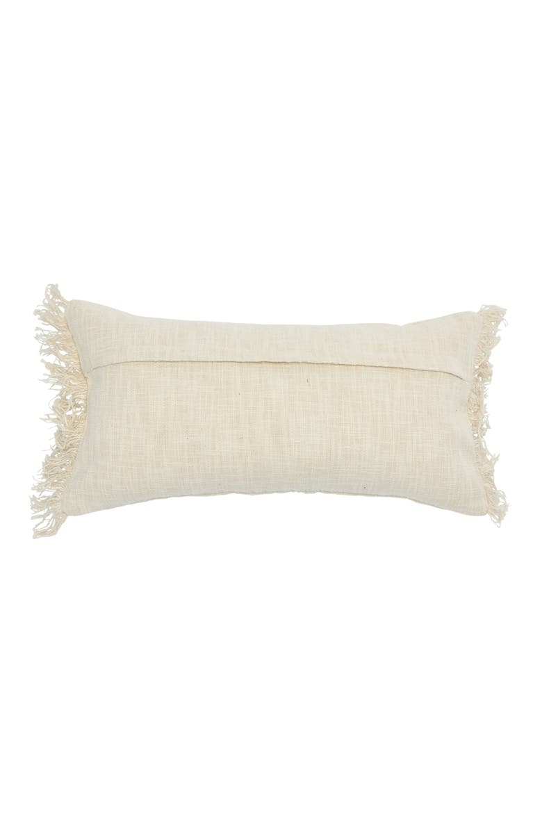 Storied Home Embroidered Cotton Lumbar Pillow with Fringe, Terracotta Multicolor, Alternate, color, Orange