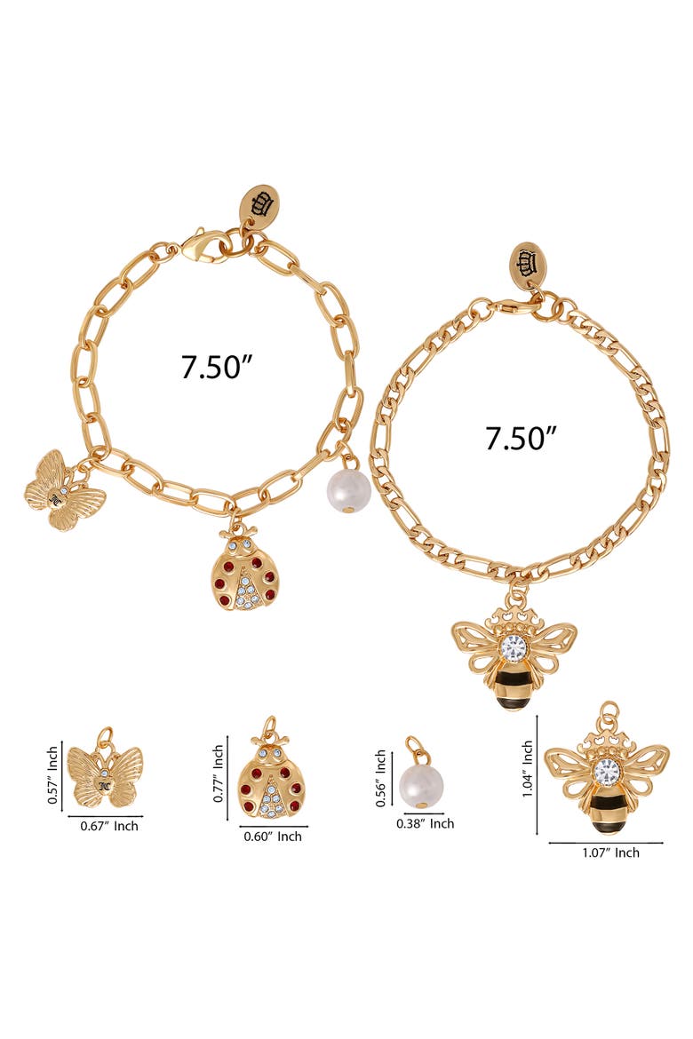 Gold-Tone Charm Bracelet Duo, Ladybug & Bee, Alternate, color, Gold Tone