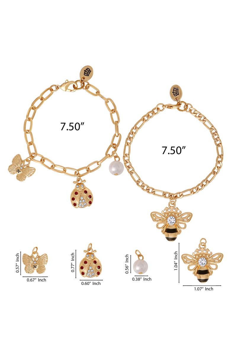 Juicy Couture Gold-Tone Charm Bracelet Duo, Ladybug & Bee, Alternate, color, Gold Tone