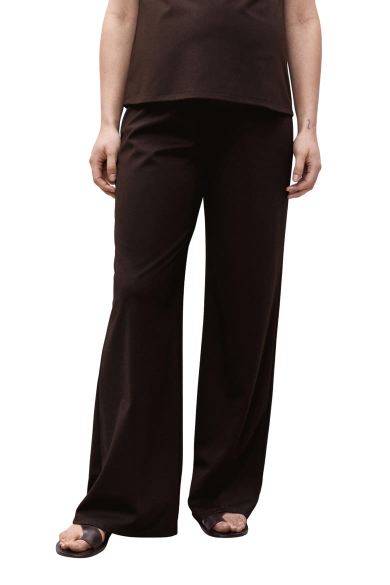 Fine Knit Wide Leg Maternity Pants, Main, color, CHOCOLATE