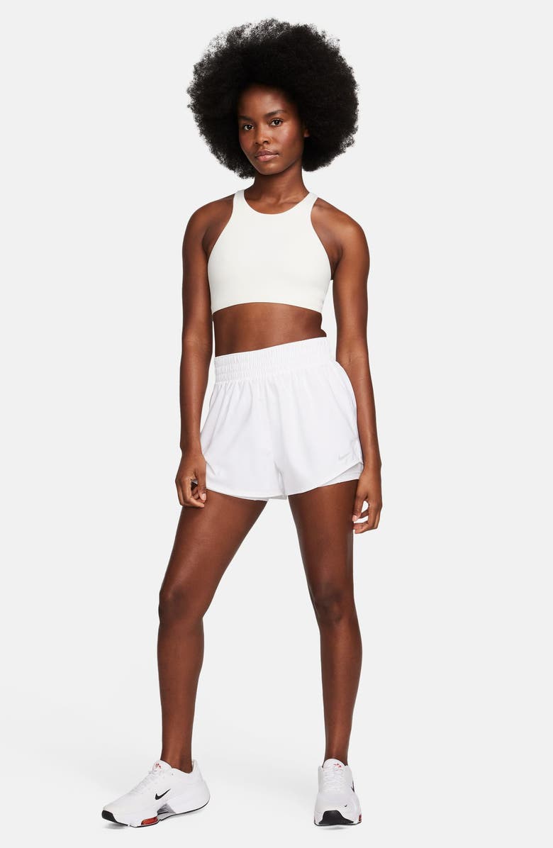 Nike One Dri-FIT High-Waisted 3-Inch 2-in-1 Shorts, Alternate, color, White/ Reflective Silver