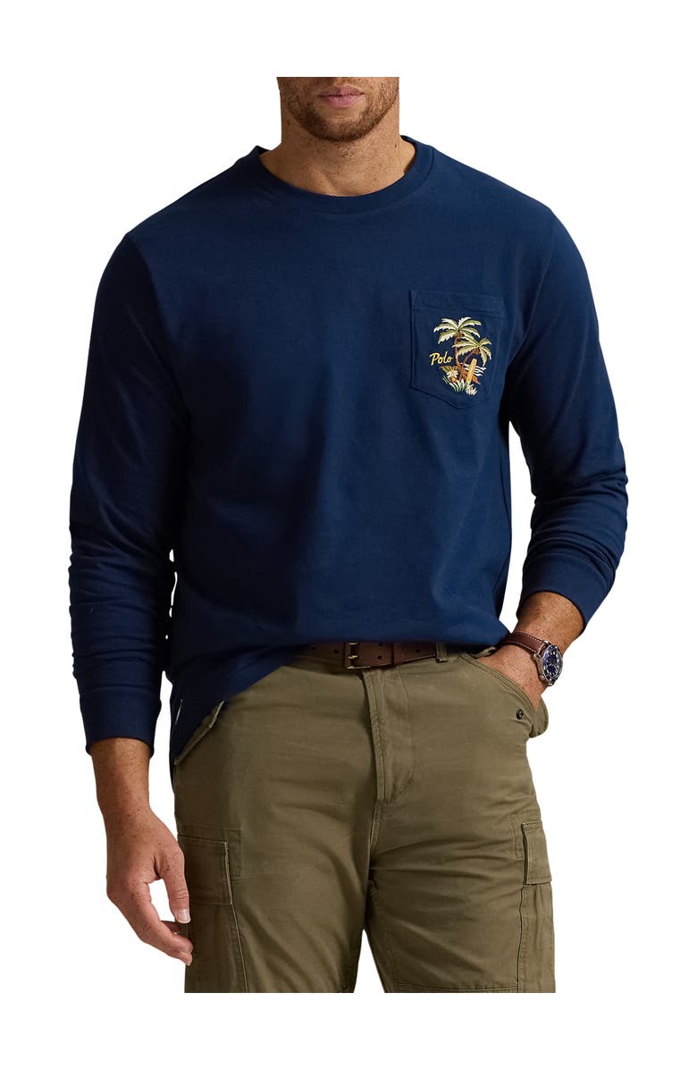 Polo Ralph Lauren Big & Tall Embroidered Jersey Long-Sleeve T-Shirt, Main, color, Eastside Royal