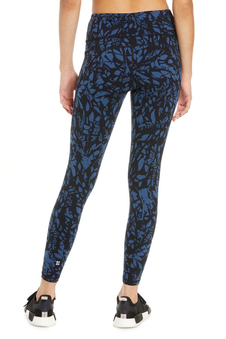 Power Pocket Workout Leggings, Alternate, color, BLUE LEAF SCATTER PRINT