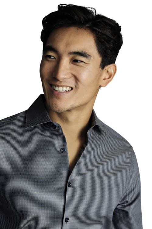 Charles Tyrwhitt Non-iron Stretch Texture Circle Shirt In Gray