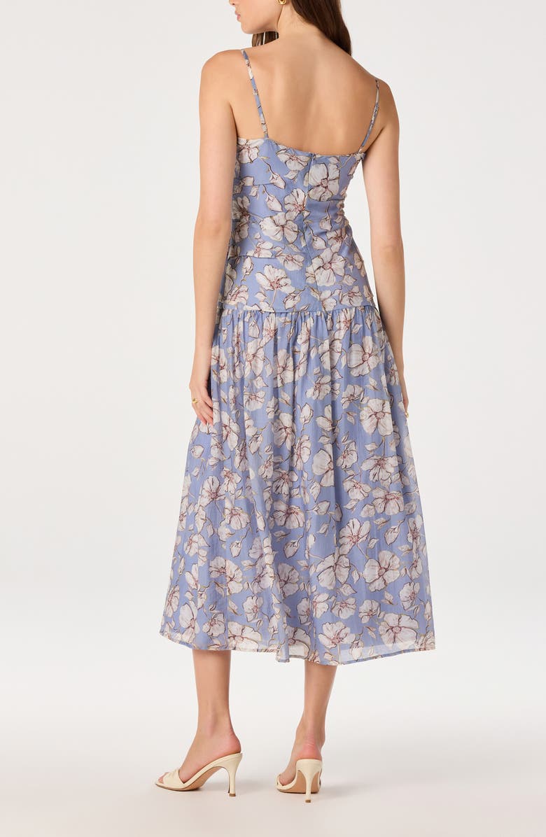 ASTR the Label Ava Floral Drop Waist Midi Dress, Alternate, color, Blue White Floral