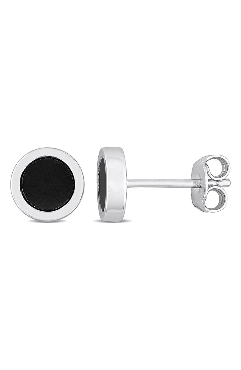 DELMAR Men's Sterling Silver Hematite Round Stud Earrings, Main, color, Black