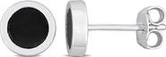 DELMAR Men's Sterling Silver Hematite Round Stud Earrings