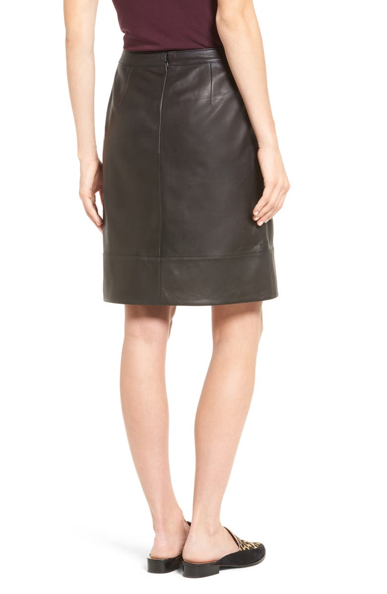 Halogen<sup>®</sup> A-Line Leather Skirt, Alternate, color, 