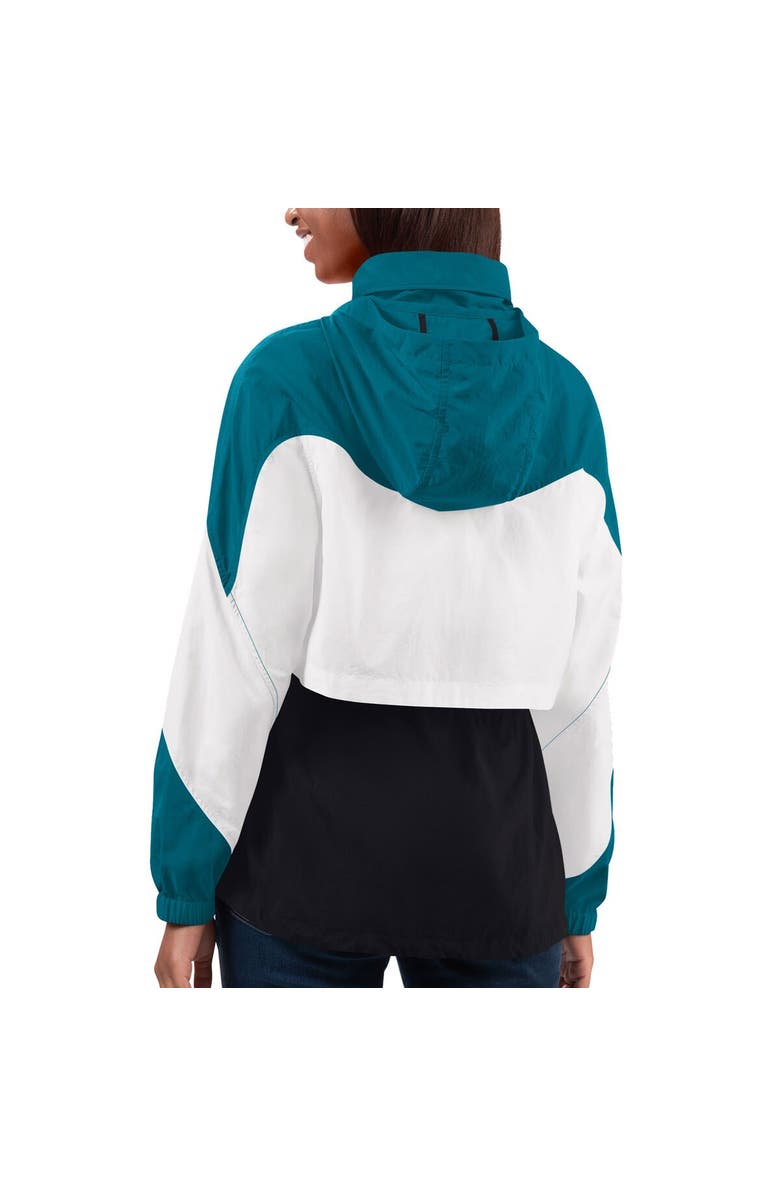 G-III 4HER BY CARL BANKS Women's G-III 4Her by Carl Banks Black/Teal Jacksonville Jaguars Tie Breaker Lightweight Quarter-Zip Jacket, Alternate, color, 