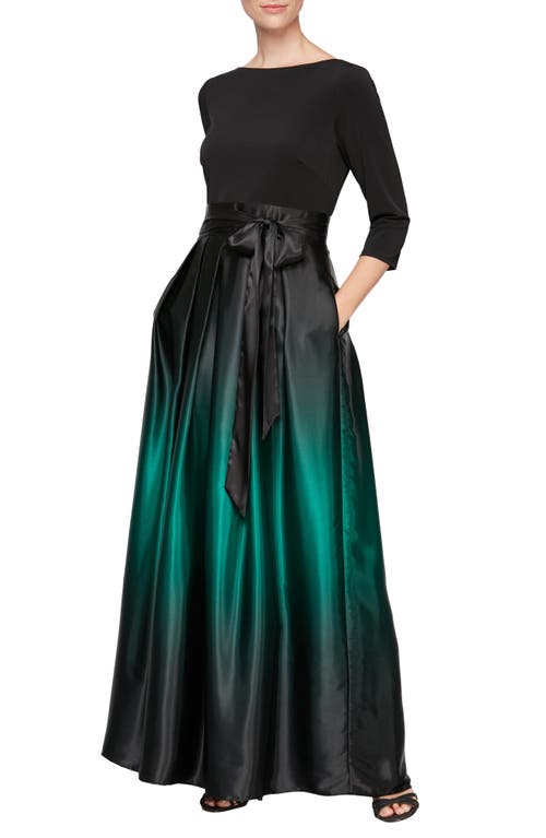 Sl Fashions 3/4 Length Sleeve Ombre Dress In Multi