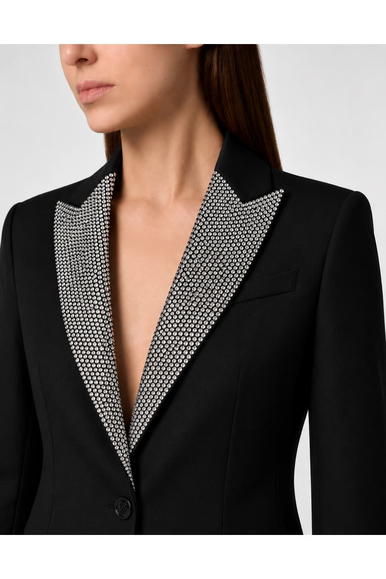 Single Breasted Fit Blazer Crystal Strass Women, Alternate, color, black