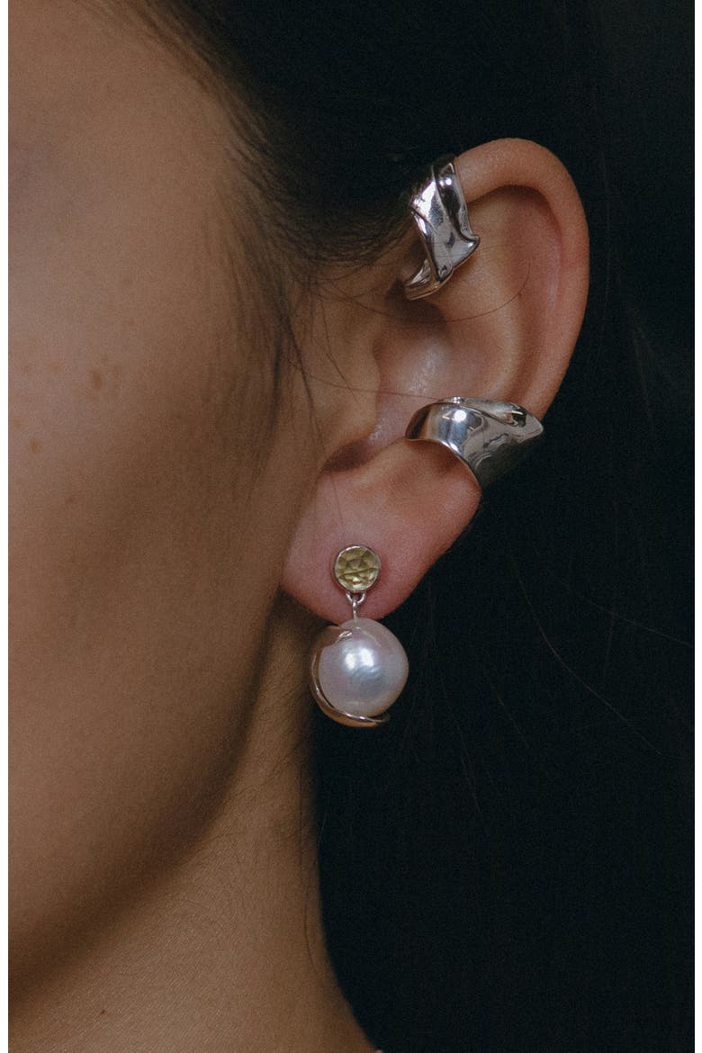 Pomme Pearl Drop Earrings, Alternate, color, STERLING SILVER/LEMON QUARTZ