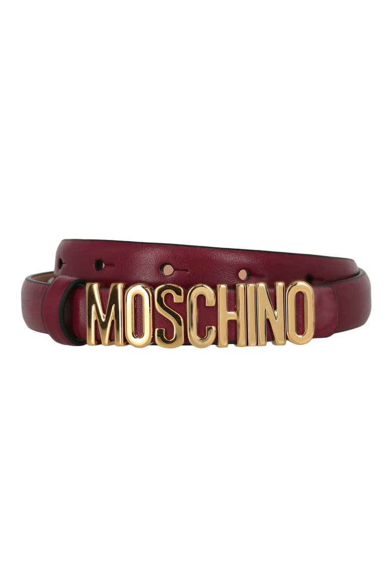Logo Leather Belt, Main, color, BORDEAUX