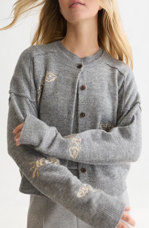 Embroidered Crewneck Cardigan