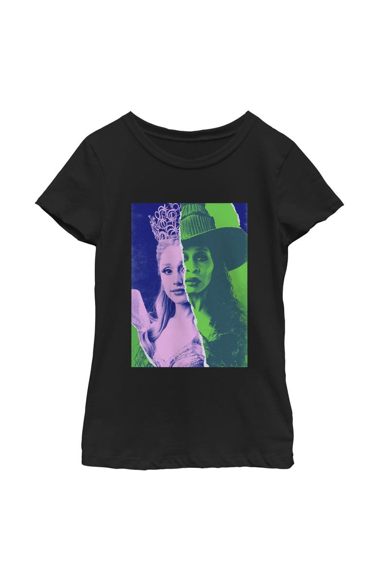 Wicked: For Good Girl's Wicked For Good Glinda and Elphaba Tonal Poster Graphic T-Shirt, Main, color, Black