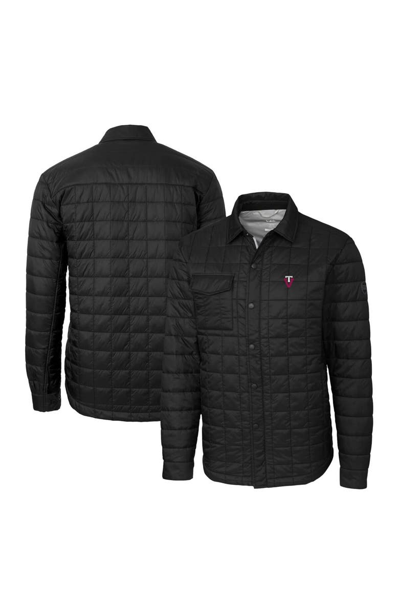 Cutter & Buck Men's Cutter & Buck Black Virginia Tech Hokies Team Logo Big & Tall Rainier PrimaLoft Eco Insulated Quilted Button-Up Shacket, Main, color, 