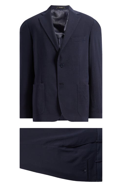 Vince Iker Regular Fit Navy Wool Seersucker Suit In Navy
