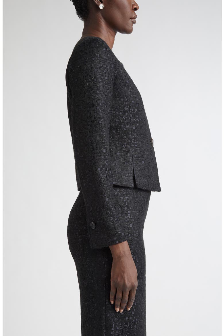 Compact Tape Tweed Jacket, Alternate, color, BLACK