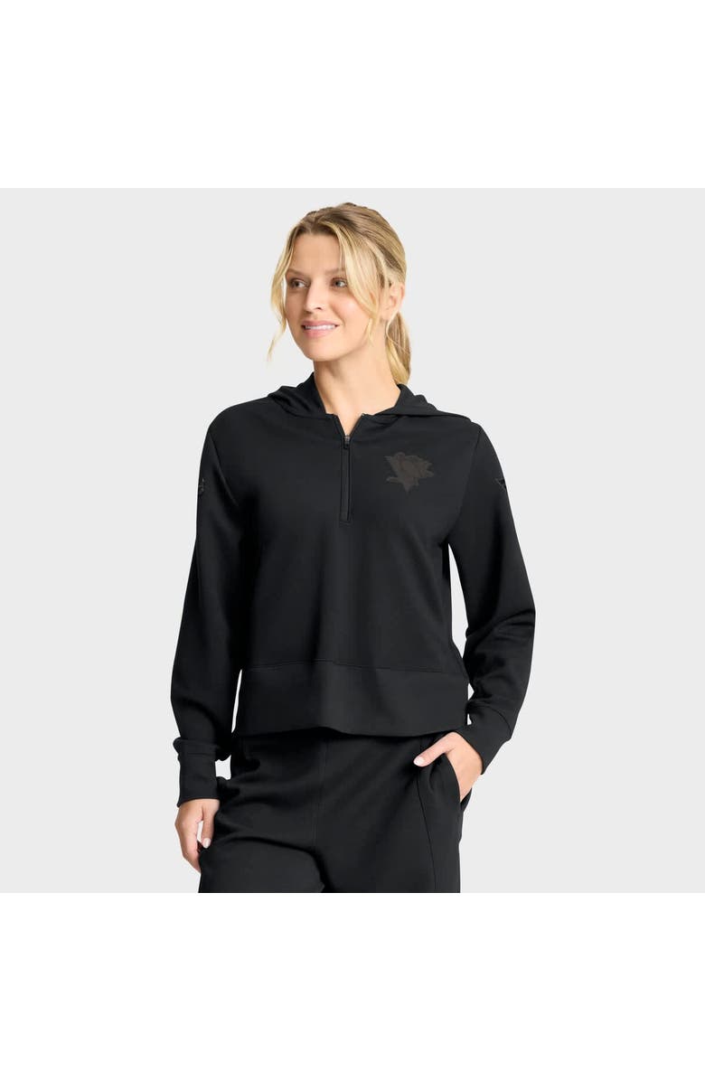 FANATICS Women's Fanatics Black Pittsburgh Penguins Authentic Pro Road Tri-Blend Quarter-Zip Hoodie, Main, color, Black