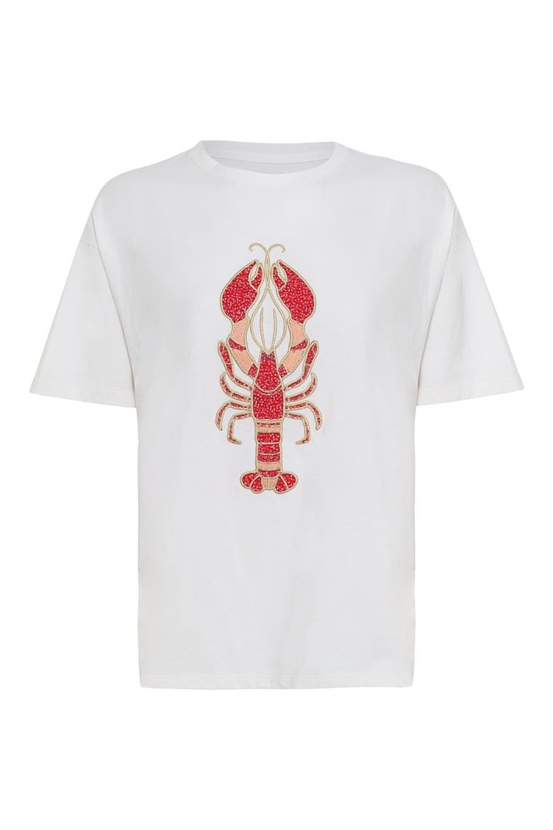 Azalea Lobster Cotton Cover-Up T-Shirt, Alternate, color, OPEN WHITE