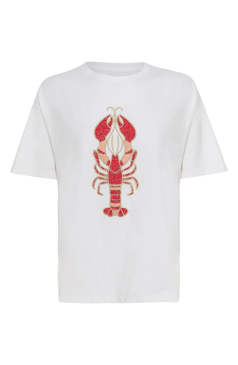 Maaji Azalea Lobster Cotton Cover-Up T-Shirt, Alternate, color, Open White