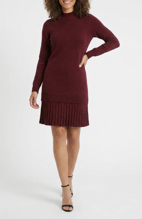 Mock Neck Long Sleeve Sweater Dress