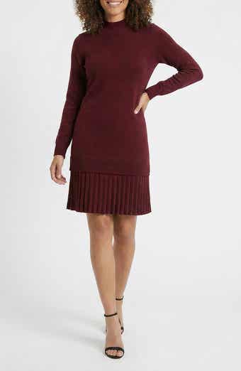 Mock Neck Long Sleeve Sweater Dress