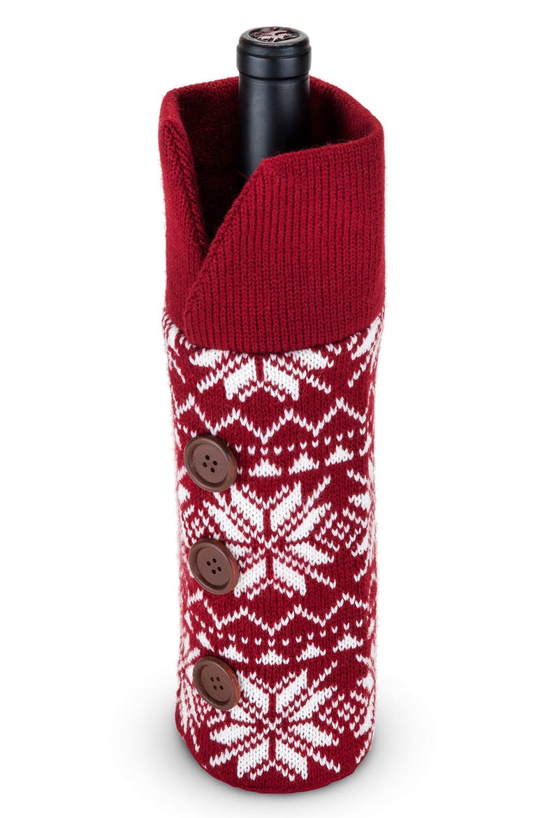 Wool Holiday Wine Bottle Sweater, Main, color, RED