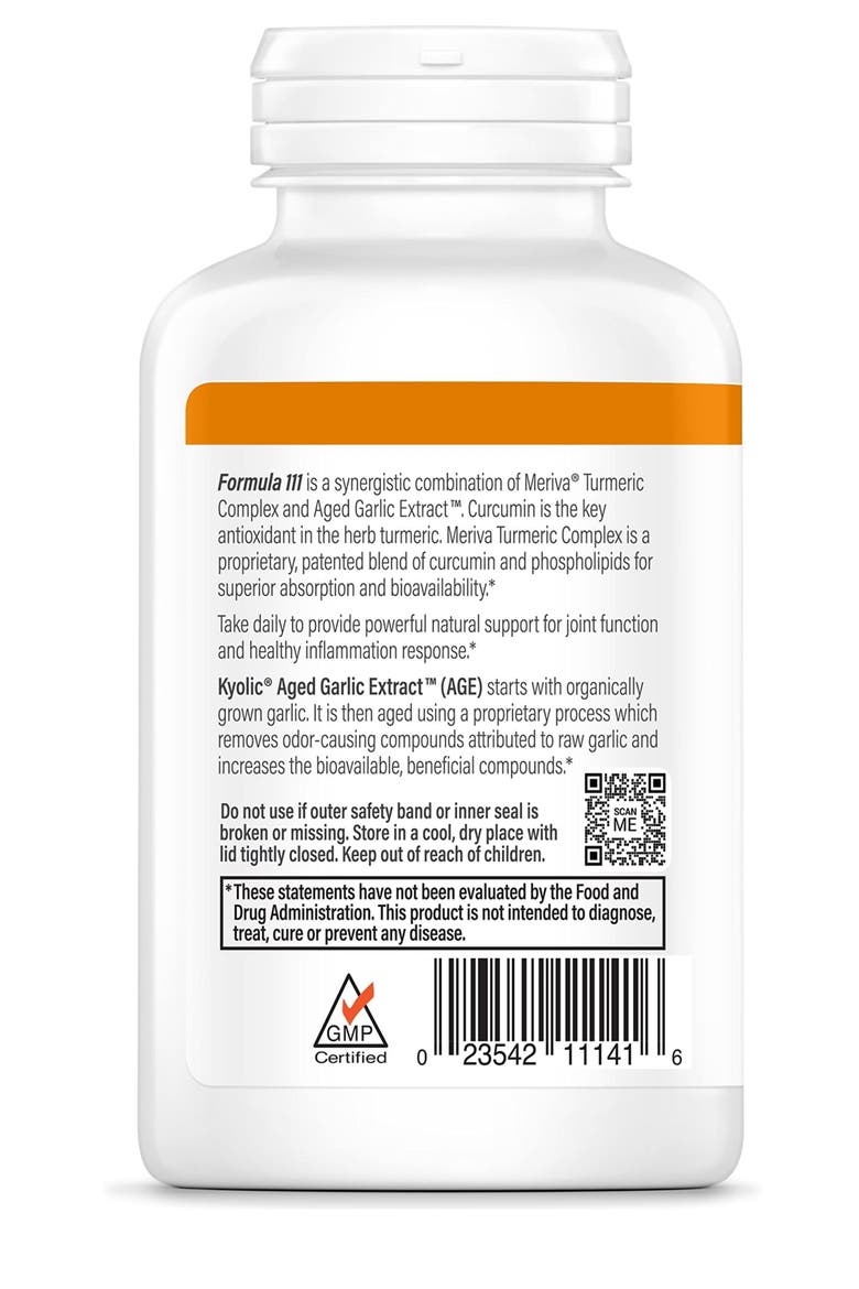 Aged Garlic Extract Formula 111, Healthy Inflammation Response, Curcumin, 100 Capsules, Alternate, color, None