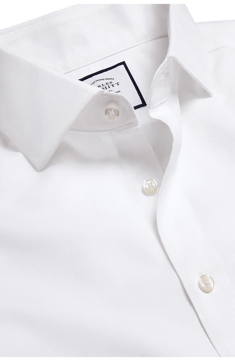 Charles Tyrwhitt Non-Iron Poplin Cutaway Slim Fit Shirt Double Cuff, Alternate, color, White