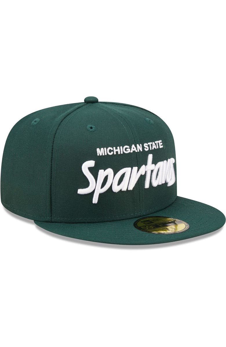 New Era Men's New Era Green Michigan State Spartans Script Original 59FIFTY Fitted Hat, Alternate, color,