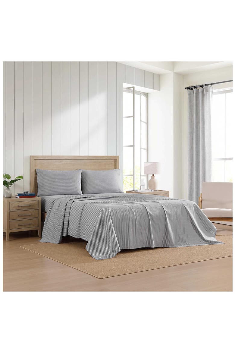 Highland Ticking Stripe Sheet Set, Alternate, color, NAVY