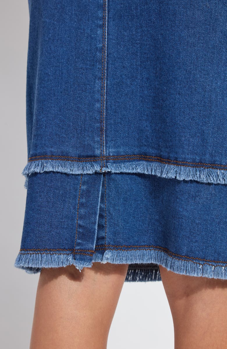 Lysse Evelina Fringe Denim Midi Skirt, Alternate, color, 