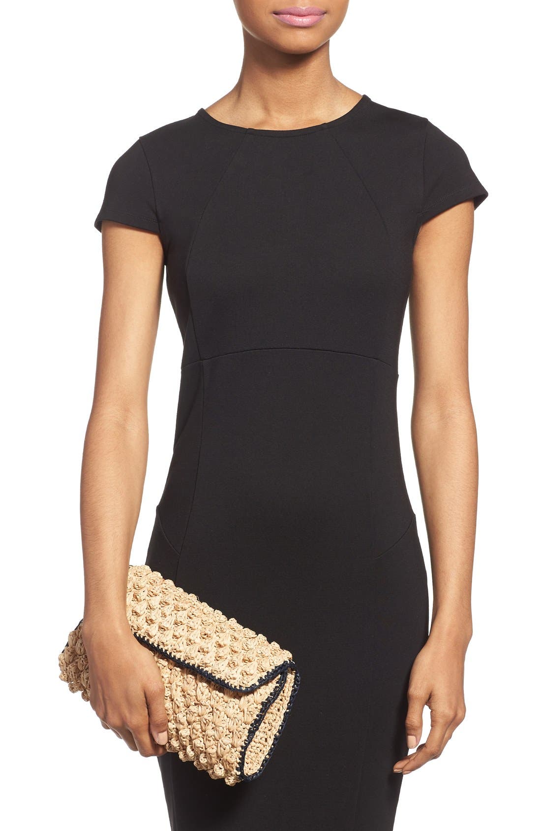 'Dani' Woven Raffia Flap Clutch, Alternate, color, NATURAL