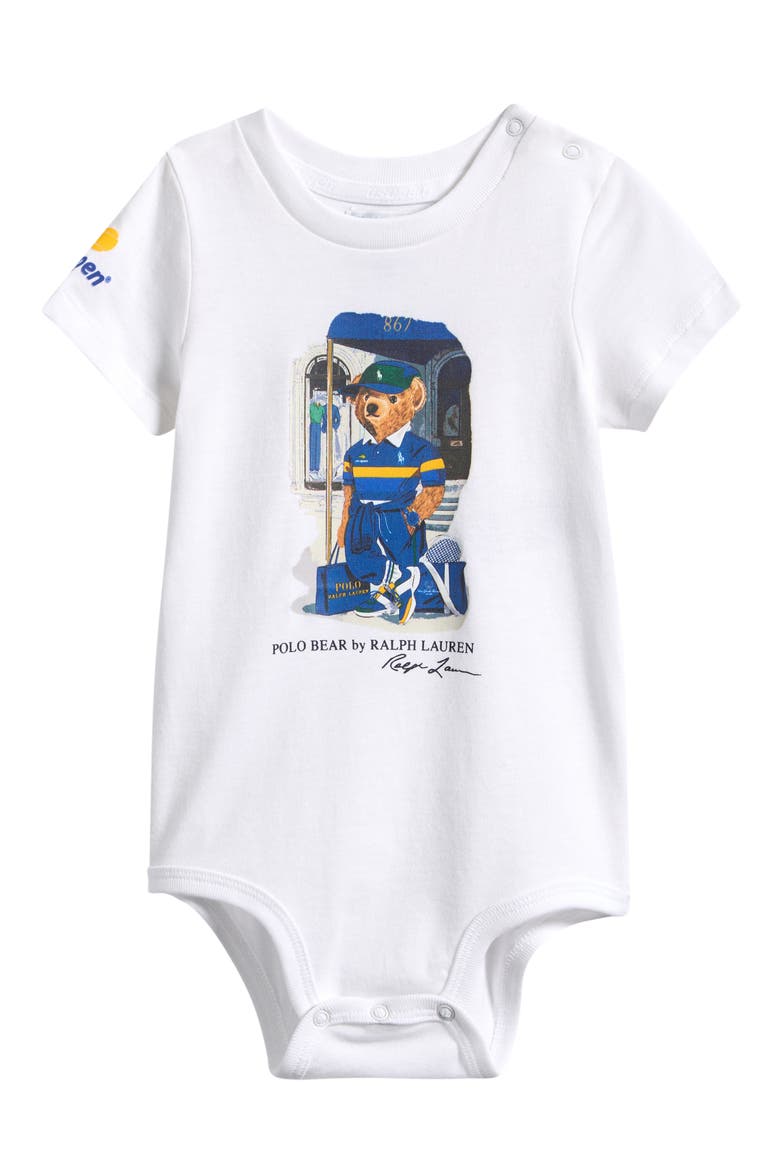 US Open Polo Bear Bodysuit, Main, color, WHITE