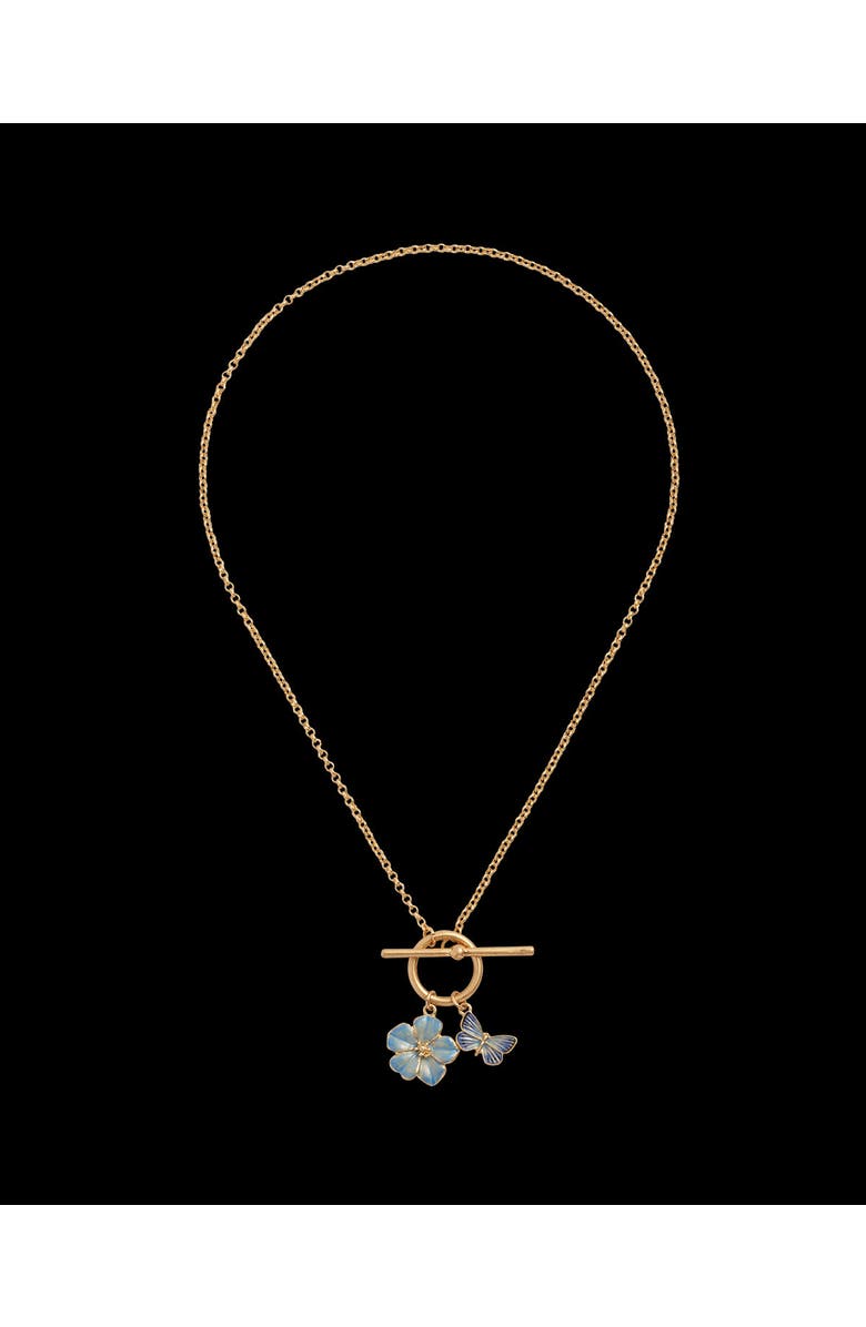 Fable England Butterfly & Flower Necklace, Alternate, color, Blue & Gold