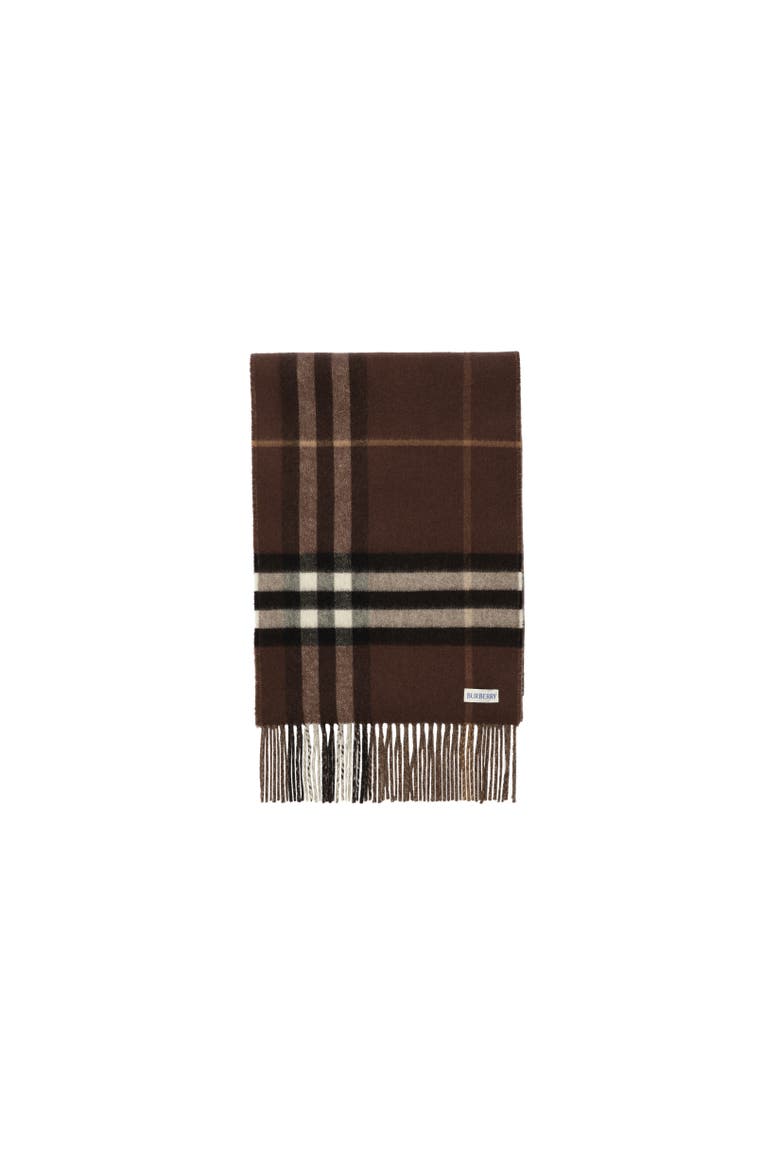 Reversible Check Cashmere Scarf, Alternate, color, Vole brown/treacle brown