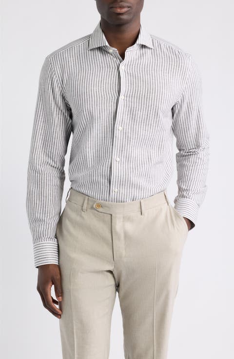 Hank Slim Fit Linen & Cotton Dress Shirt
